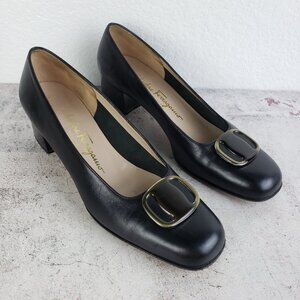 Salvatore Ferragamo Boutique Italy Leather Classic Pumps Shoes Black size 7B